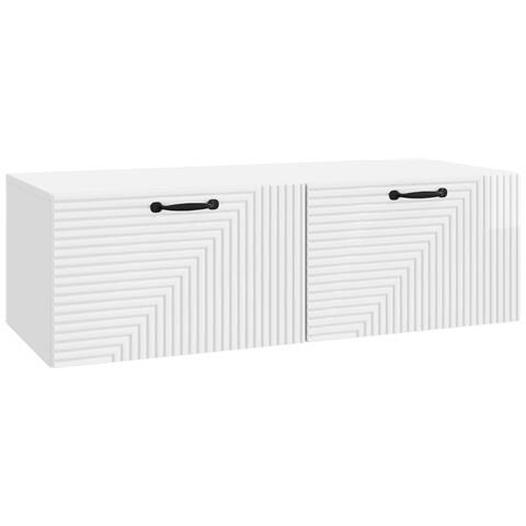 Mobile Porta TV da Muro Bianco Lucido 98 x 41 x 30 cm - Foto 1