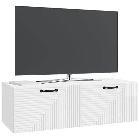 Mobile Porta TV da Muro Bianco Lucido 98 x 41 x 30 cm - Foto 2