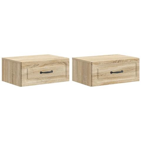 Mobiletto da notte a muro 2 pcs Rovere Sonoma 49 x 34,5 x 20 cm - Foto 1