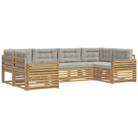 Set di divani da esterno 6 pcs Bianco e Grigio Chiaro - Foto 1