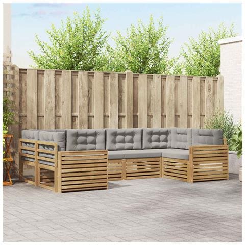 Set di divani da esterno 6 pcs Bianco e Grigio Chiaro - Foto 2