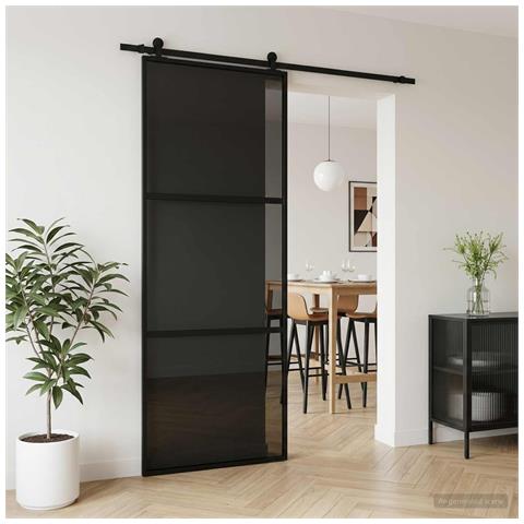 Porta scorrevole 76 x 205 cm Vetro Temperato e Alluminio - Foto 2