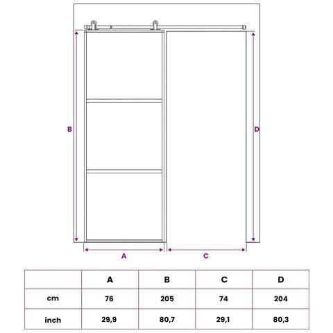 Porta scorrevole 76 x 205 cm Vetro Temperato e Alluminio - Foto 7