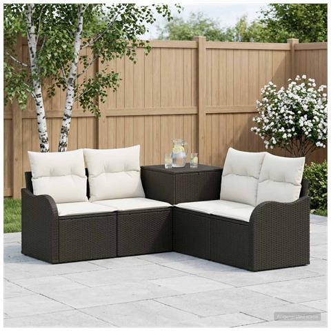 Set di divani 5 pz Nero e Bianco Crema - Foto 2