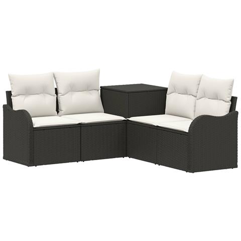 Set di divani 5 pz Nero e Bianco Crema - Foto 1