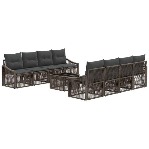 Set Divano da Giardino 9 pz Grigio polyrattan - Foto 1