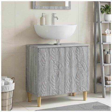 Armadio per Lavabo da Bagno DELFT Sonoma grigio - Foto 2
