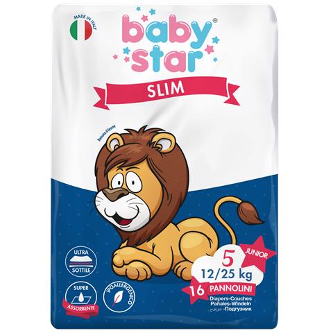 Pannolini Babystar Slim 12/25KG Taglia 5 Junior 16 Pezzi - Foto 1