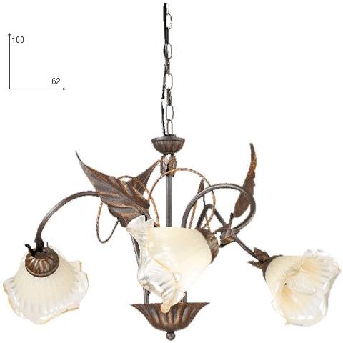 I-AUTUNNO / 3 - Lampadario sospeso marrone con paralume a forma di fiore 40 watt E14 - Foto 1