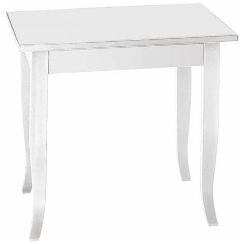 Tavolo Quadrato Fisso Bianco 80 X 80 Per Interno Sala Da Pranzo Salotto Cucina Arte Povera Massello - Foto 2