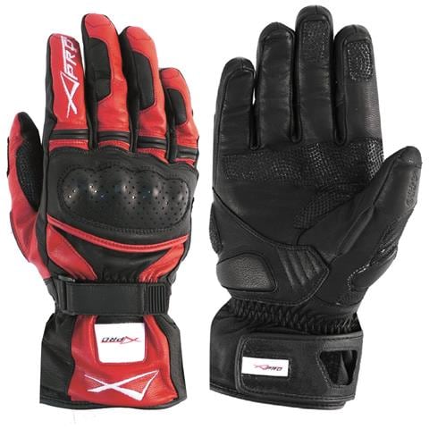 Guanto Sport Moto Pelle Corto Foderato Protezioni Imbottito Sportivo Rosso S - Foto 1