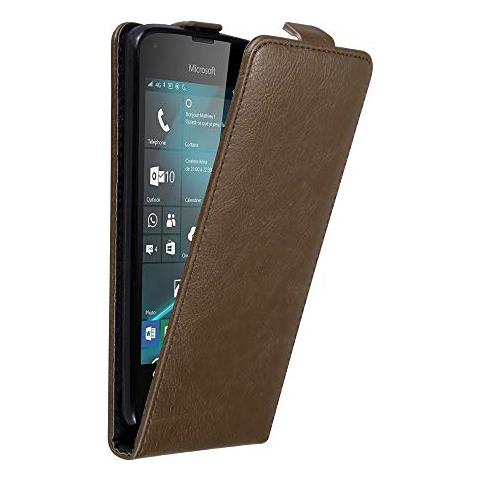 Custodia Compatibile Con Nokia Lumia 550 In Bruno Caffè - Coperchio Protettivo In Design Flip Con Chiusura Magnetica - Foto 1