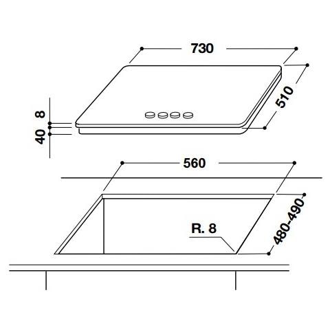 Piano Cottura GOA 7523 / NB a Gas 5 Fuochi Gas 73 cm Colore Nero - Foto 6
