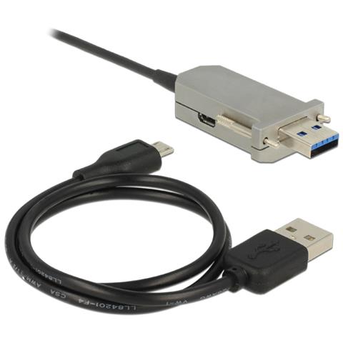 50m USB3.0-A + USB Micro-B / USB3.0-A 50m USB A / Micro-USB B USB A Nero, Argento cavo USB - Foto 3