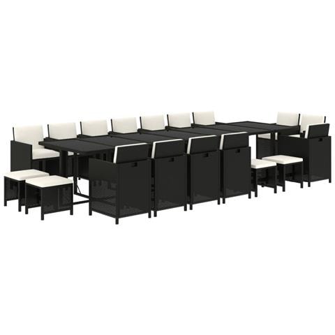 Set Da Pranzo Per Giardino 19 Pz Con Cuscini In Polyrattan Nero - Foto 9