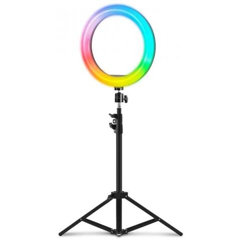 Mgring, Anello Lluminazione Professionale Argb, Treppiede Alluminio, Supporto Smartphone E Webcam, Telecomando, Nero - Foto 1