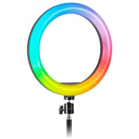 Mgring, Anello Lluminazione Professionale Argb, Treppiede Alluminio, Supporto Smartphone E Webcam, Telecomando, Nero - Foto 2