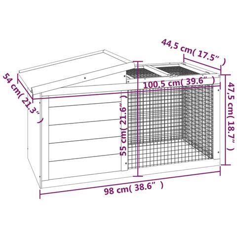 Conigliera Marrone 100,5x54x55 Cm In Legno Massello Di Pino - Foto 6