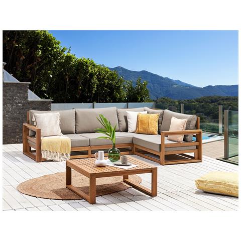 Set Giardino Modulare 4 Posti Legno D'acacia Chiaro Timor Ii - Foto 1