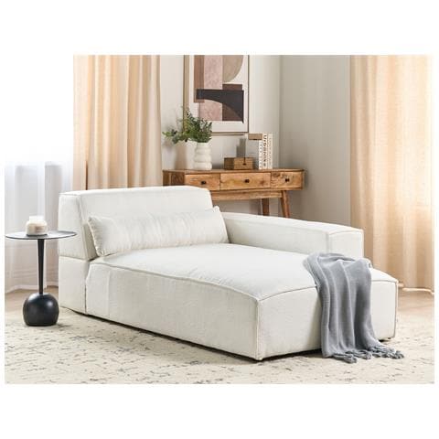 Chaise Longue Versione Sinistra Hellnar Bouclé Bianco Sporco - Foto 1