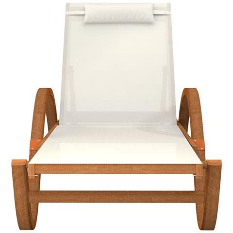 Lettino Con Cuscino Bianco Textilene E Legno Massello Di Pioppo - Foto 2