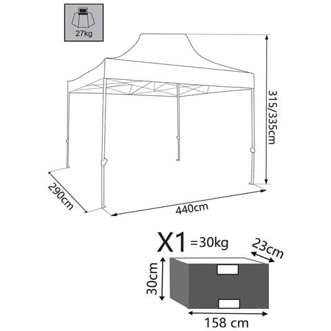 Gazebo Pieghevole In Acciaio E Poliestere Verde 3x4,5 Mt Hope2 - Foto 3