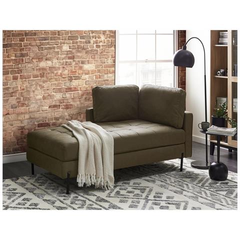 Chaise Longue Versione Destra Rebais Pelle Sintetica Verde - Foto 1