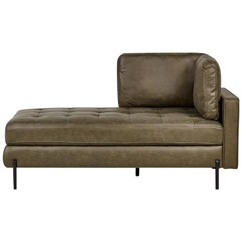 Chaise Longue Versione Destra Rebais Pelle Sintetica Verde - Foto 2