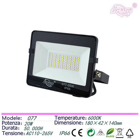 Faro Faretto Led Smd Da Esterno Ip66 20w 6000k Bianco Freddo Slim Nero - Foto 1