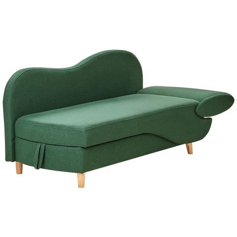 Chaise Longue Versione Destra Meri Lino Sintetico Verde Con Contenitore - Foto 6