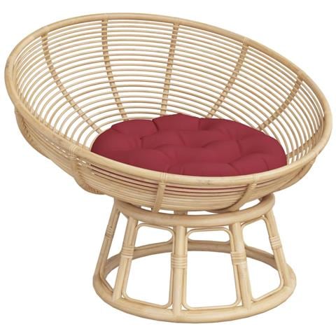 Cuscino Rotondo Rosso Vino 60x11 Cm In Tessuto Oxford - Foto 3