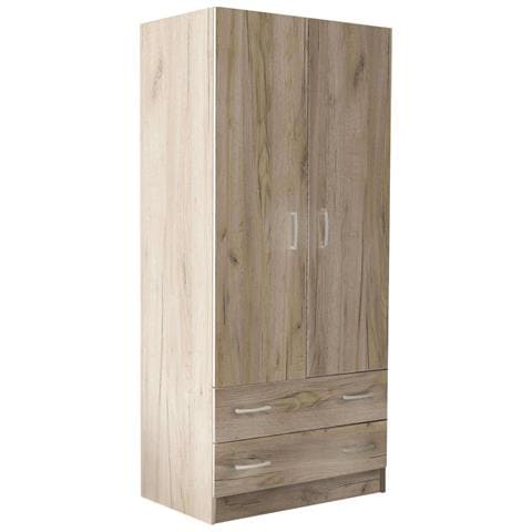 Armadio Guardaroba Appendiabiti 2 Ante E Due Cassetti In Nobilitato Bilaminato Linea Classic - Gray - Foto 1
