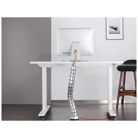 Equip 650862, Guaina intrecciata per cavi, Scrivania, ABS sintetico, Argento - Foto 6