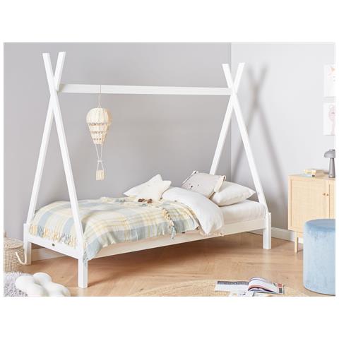 Letto Per Bambini Tenda Tipi Legno Di Pino Devay 90 X 200 Cm Bianco - Foto 1