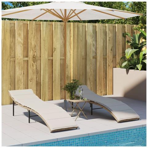 Lettini Prendisole 2 Pz Con Cuscini Beige In Polyrattan - Foto 1