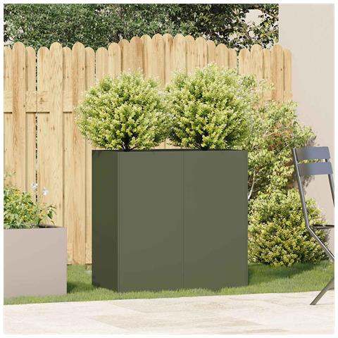 Fioriera Verde Oliva 80x40x80 Cm In Acciaio Laminato A Freddo - Foto 3