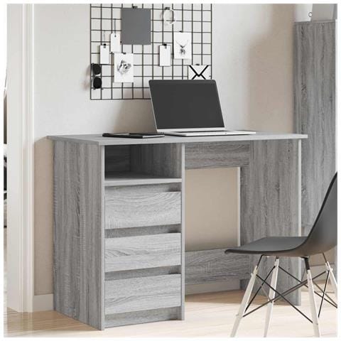 Scrivania Grigio Sonoma 102x50x75 Cm In Legno Multistrato - Foto 3