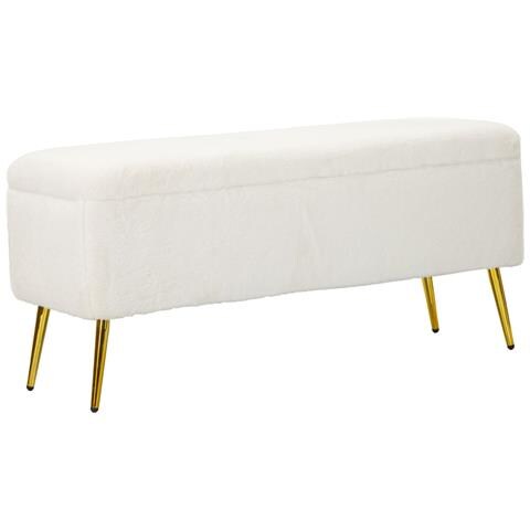 Panca Con Portaoggetti Mf303 - Bianco - Legno - 112x42x50 Cm - Foto 1