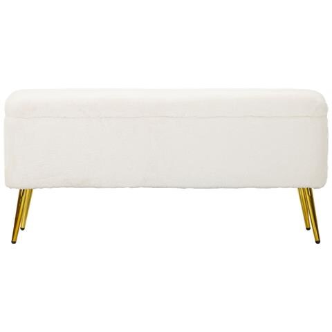 Panca Con Portaoggetti Mf303 - Bianco - Legno - 112x42x50 Cm - Foto 2