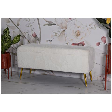 Panca Con Portaoggetti Mf303 - Bianco - Legno - 112x42x50 Cm - Foto 8