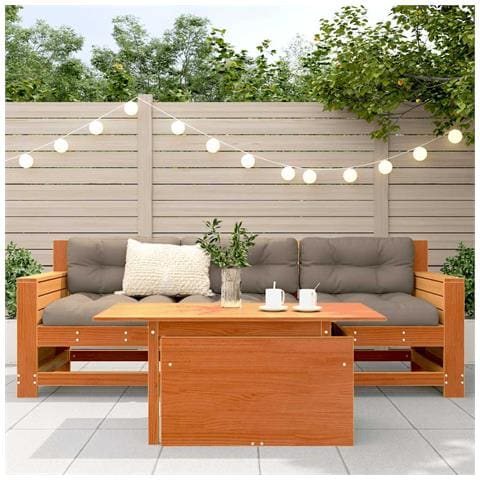 Tavolo Da Giardino Marrone Cera 100x50x75cm Legno Massello Pino - Foto 2