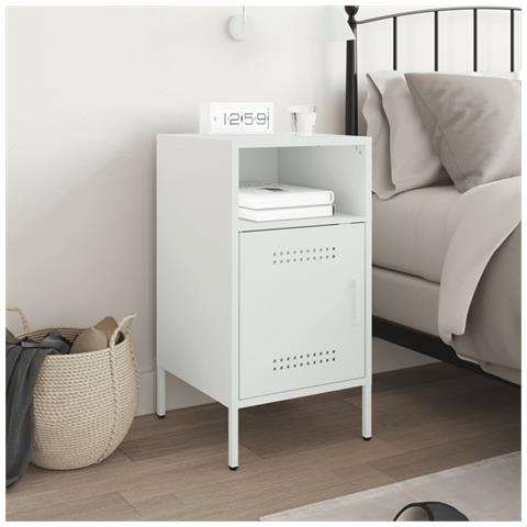 Lusso Casadino -  Comodino Bianco 36x39x68 Cm In Acciaio - Foto 2