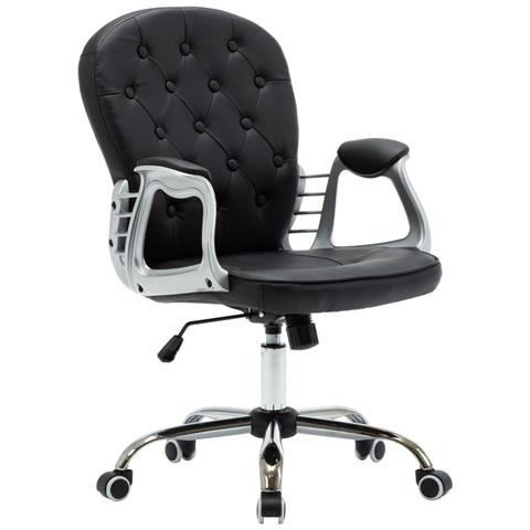 Sedia Da Ufficio Girevole Nera In Similpelle - Foto 1