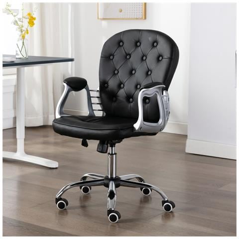 Sedia Da Ufficio Girevole Nera In Similpelle - Foto 8