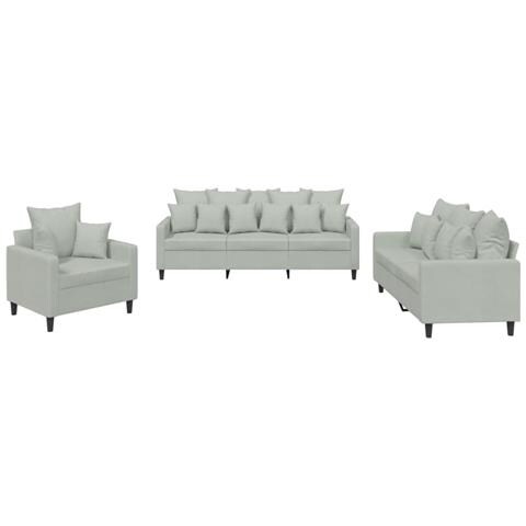 Set di Divani 3 pz con Cuscini Grigio Chiaro in Velluto - Foto 1