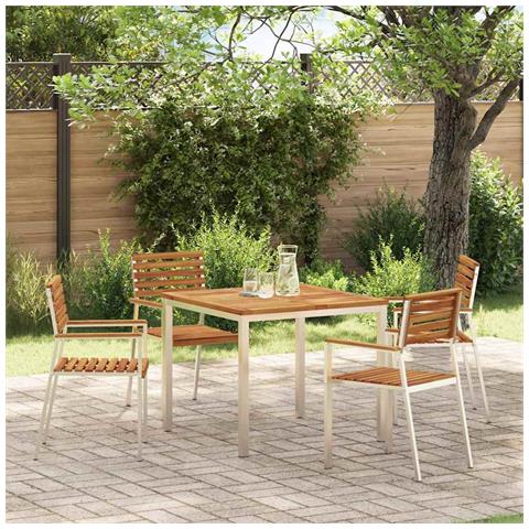 Tavolo da pranzo all'aperto 90x90x74,5 cm in legno massello di acacia - Foto 2