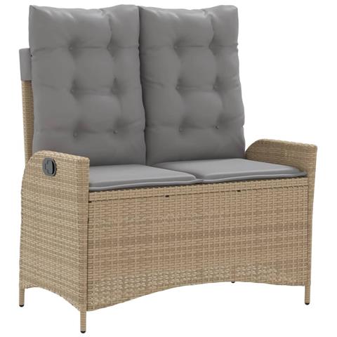 Panca Reclinabile da Giardino con Cuscini Beige in Polyrattan - Foto 1