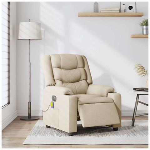 Poltrona Reclinabile Massaggiante Elettrica Crema in Tessuto - Foto 2