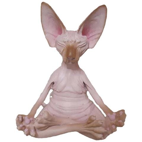 Statua Decorativa Grande Di Gatto Sphynx Meditante In Resina - Ornamento Zen Per La Casa E L'ufficio Pink - Foto 1