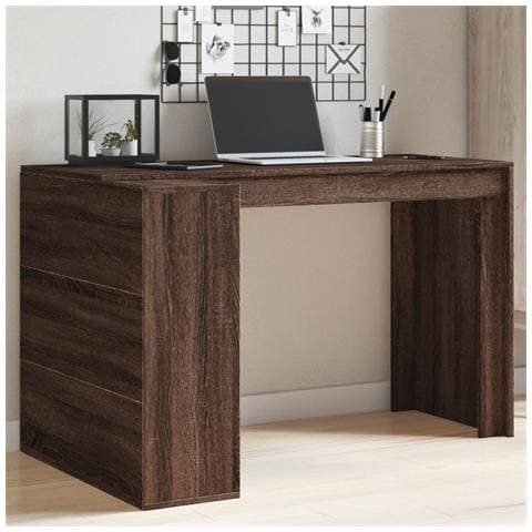 Lusso Casadino -  Scrivania Rovere Marrone 123,5x73,5x75 Cm In Legno Multistrato - Foto 8